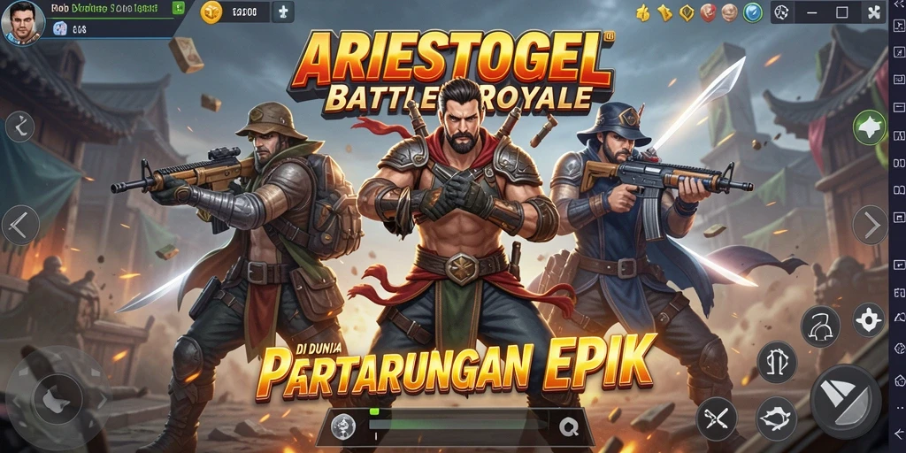 Tampilan gameplay ARIESTOGEL yang mendebarkan dalam pertarungan Battle Royale.