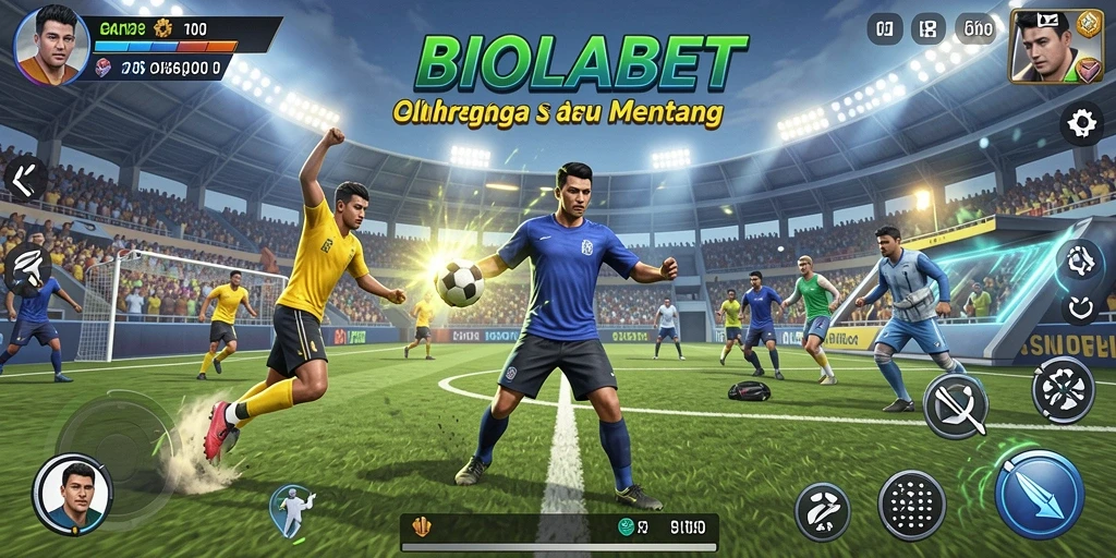 Screenshot utama BIOLABET menampilkan pertandingan olahraga yang menegangkan.