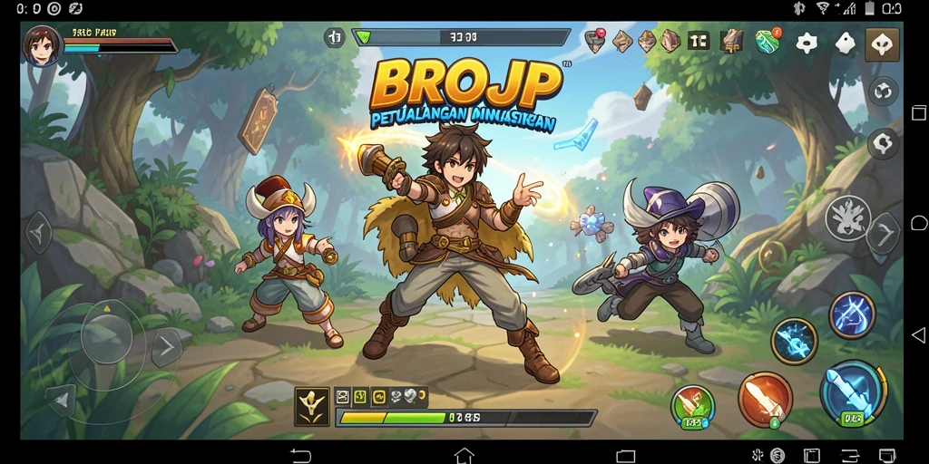 Tangkapan layar menunjukkan aksi mendebarkan dalam BROJP dengan karakter anime.