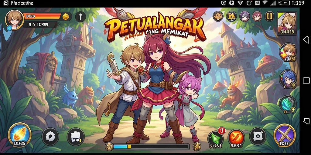 Tampilan gameplay IDR89 yang penuh aksi dan karakter anime yang menarik.