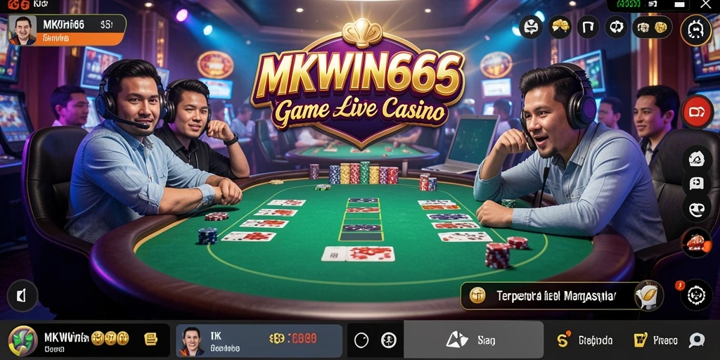 Tangkapan layar MKWIN666 menampilkan dealer langsung dalam suasana permainan Live Casino.