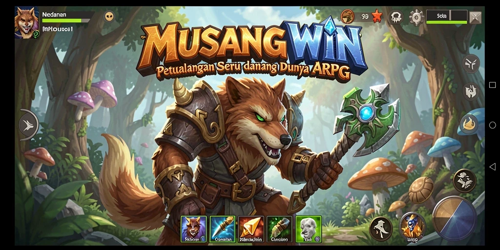 Tangkapan layar gameplay fantastis dari MUSANGWIN dalam dunia ARPG.