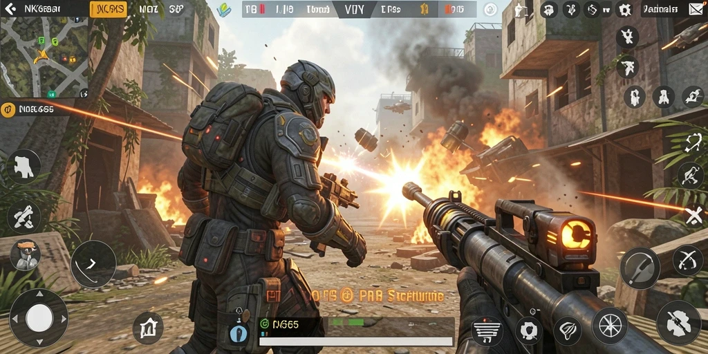 Screenshot gameplay NK666 menampilkan aksi tembak-menembak yang mendebarkan.