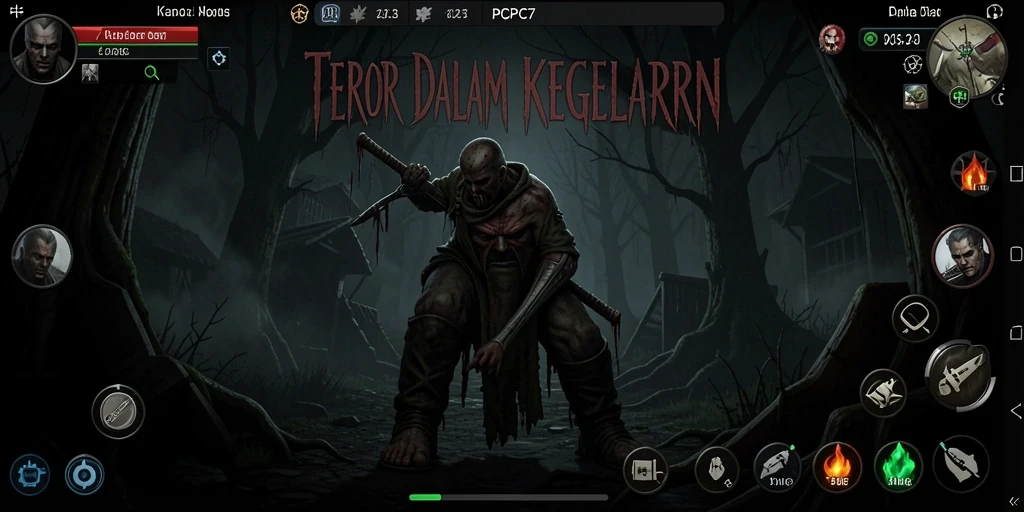 Screenshot gameplay PCPC7 menampilkan atmosfer Horror yang mencekam.