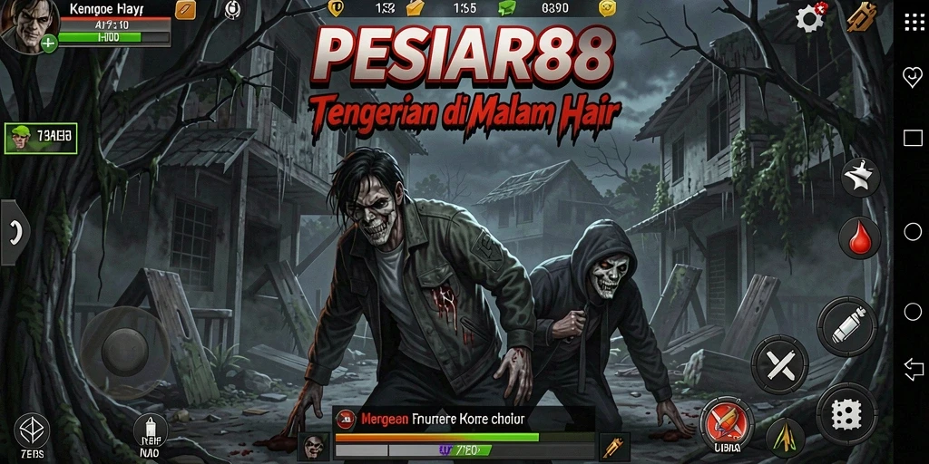 Screenshot gameplay menakutkan PESIAR88 dengan hantu yang menyeramkan.