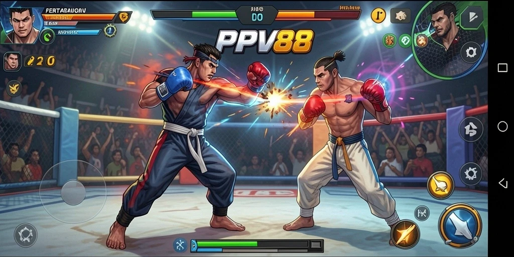 Gameplay PPV88 menampilkan aksi pertarungan spektakuler antara berbagai karakter.