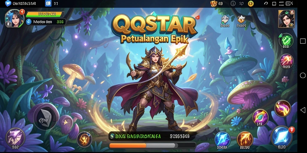 Gameplay QQSTAR yang menampilkan pertarungan seru dan petualangan menakjubkan.